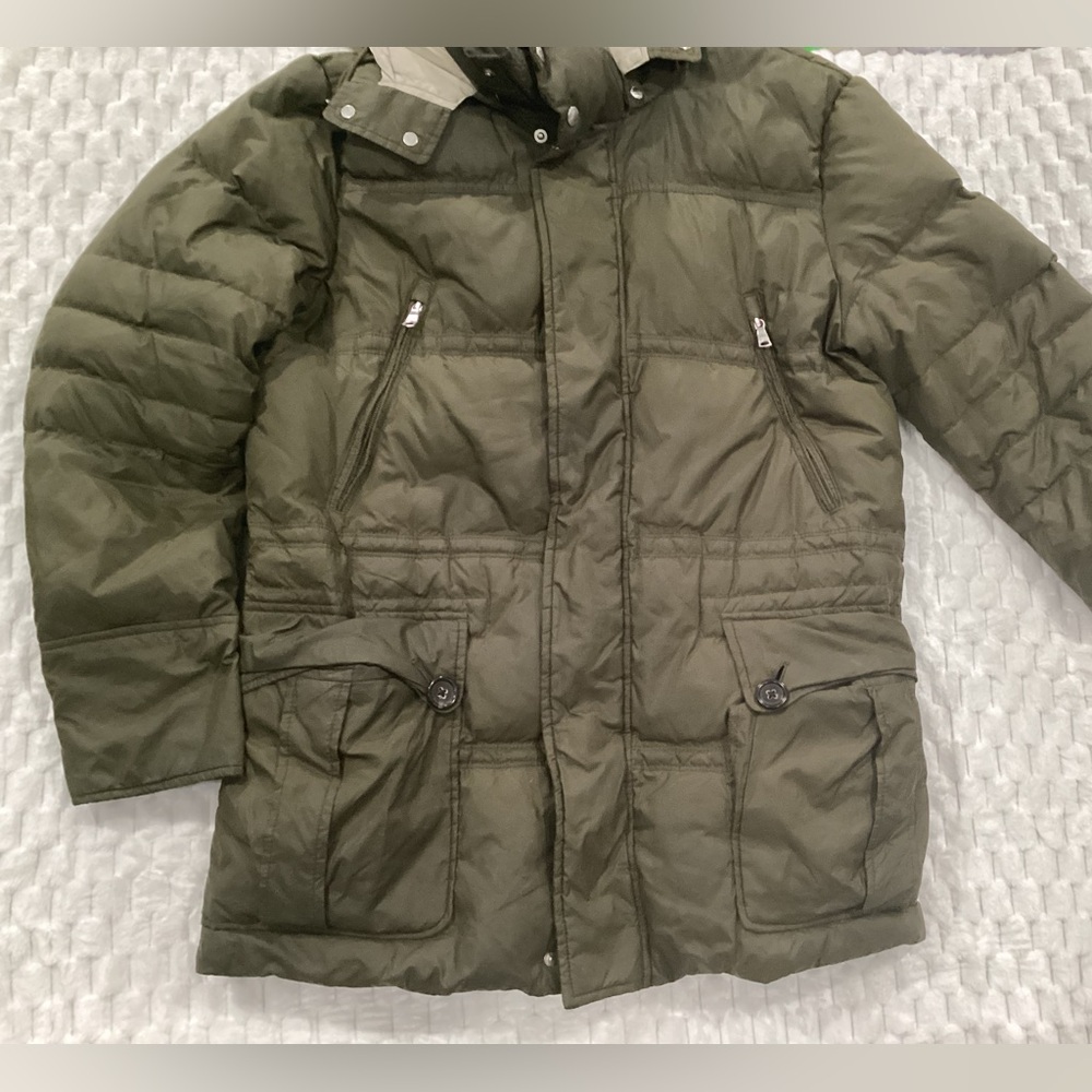 Banana Republic Dark Green Quilted Jacket deep pockets size medium #cj